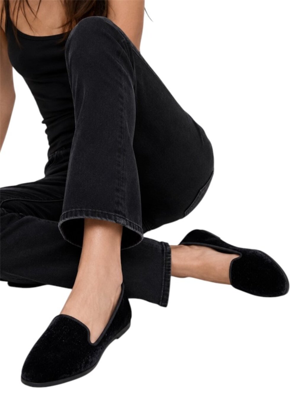 7.5 Birdies Black Velvet Loafer Ballet Flats Quilted Comfort Shoes